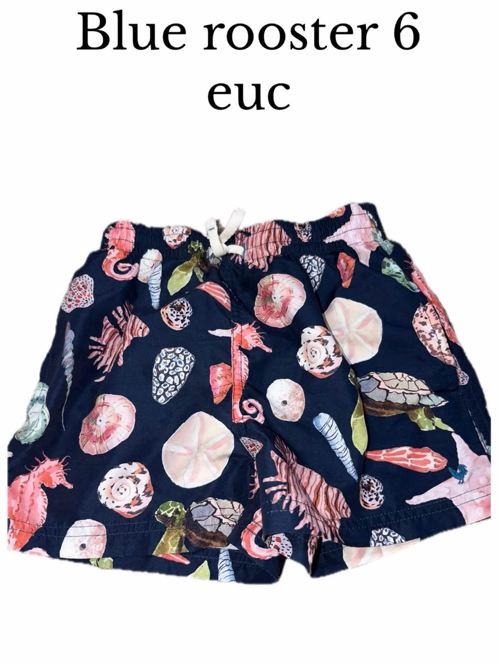 Blue rooster size 6 swim trunks